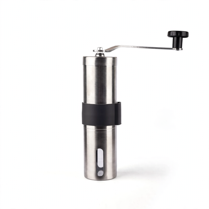 Hand crank coffee mill with ceramic or steel grinding mechanism