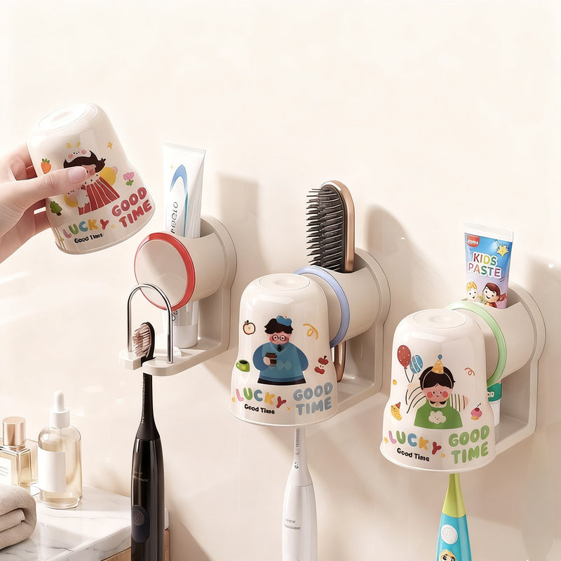 Toothbrush holder for sticking with toothbrush cup
