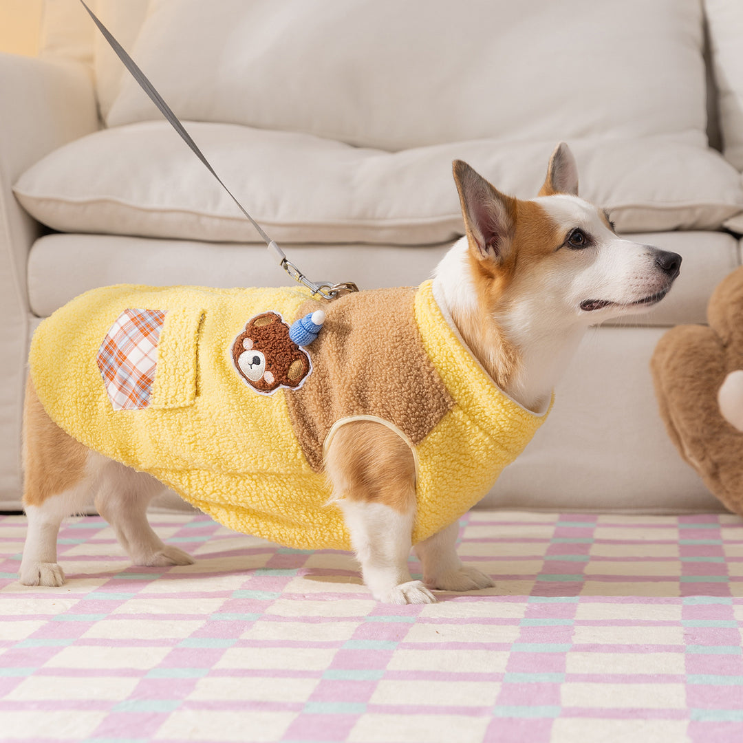 Dog Hoodie Fleece, Contrasting Colors, Two-Arm