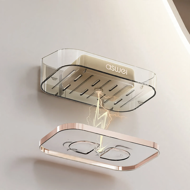 Wall-mounted soap dish with suction cup, stackable