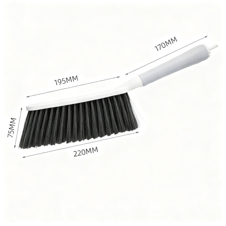 Bed brush with long handle, soft bristles