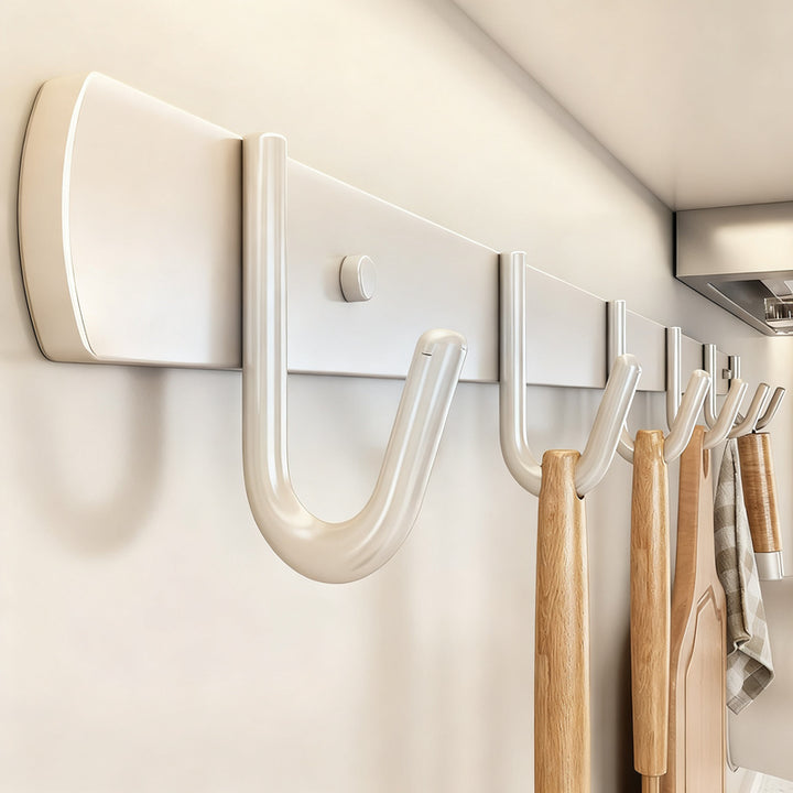 Stainless steel kitchen holder with multiple hooks