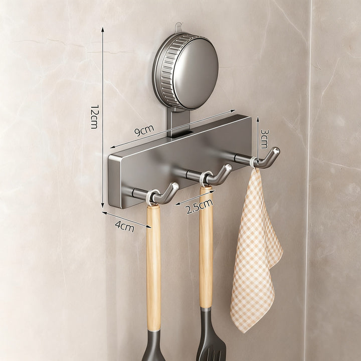 Suction cup kitchen hook with 3 or 5 hooks