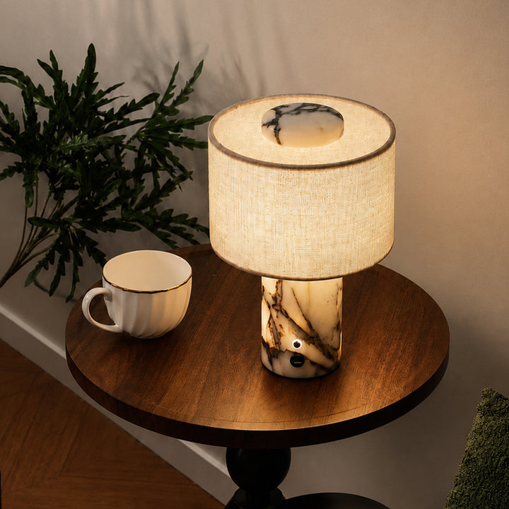 Marble table lamp model 1011, rechargeable or mains-powered