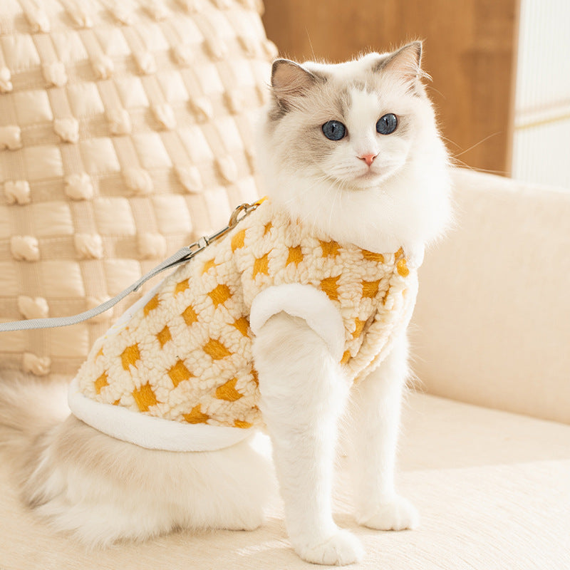 Fleece pullover with clock motif for cats and small dogs