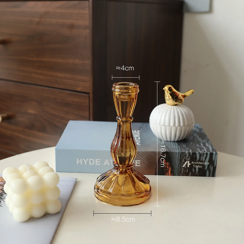 Colored glass candle holders, Nordic design