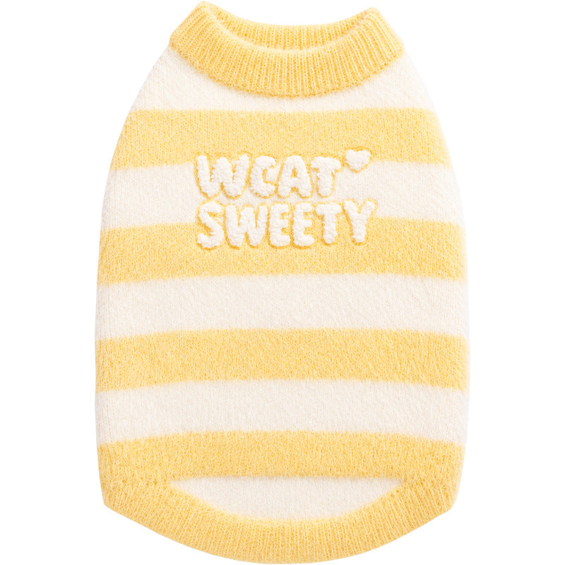 Knitted sweater for pets, two-armed, striped pattern