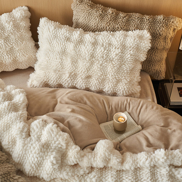 High-quality bedding set made of rabbit fur fleece
