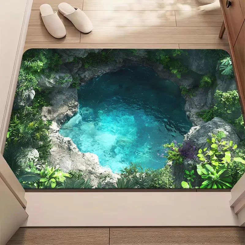 Bathroom mat made of diatomaceous earth with 3D pattern