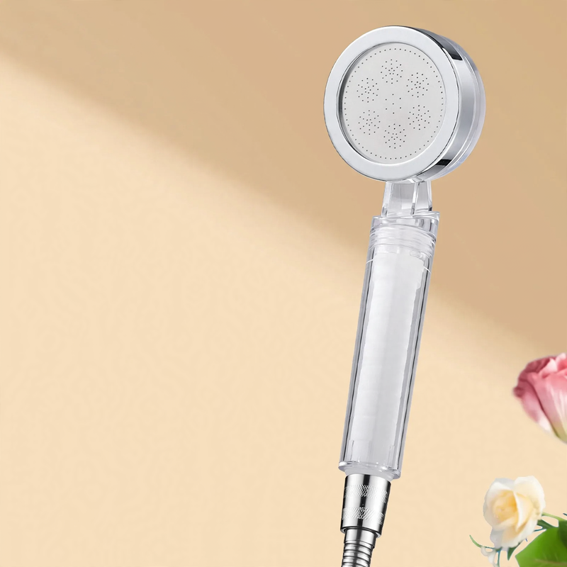 Portable shower head with pressure boost and filter