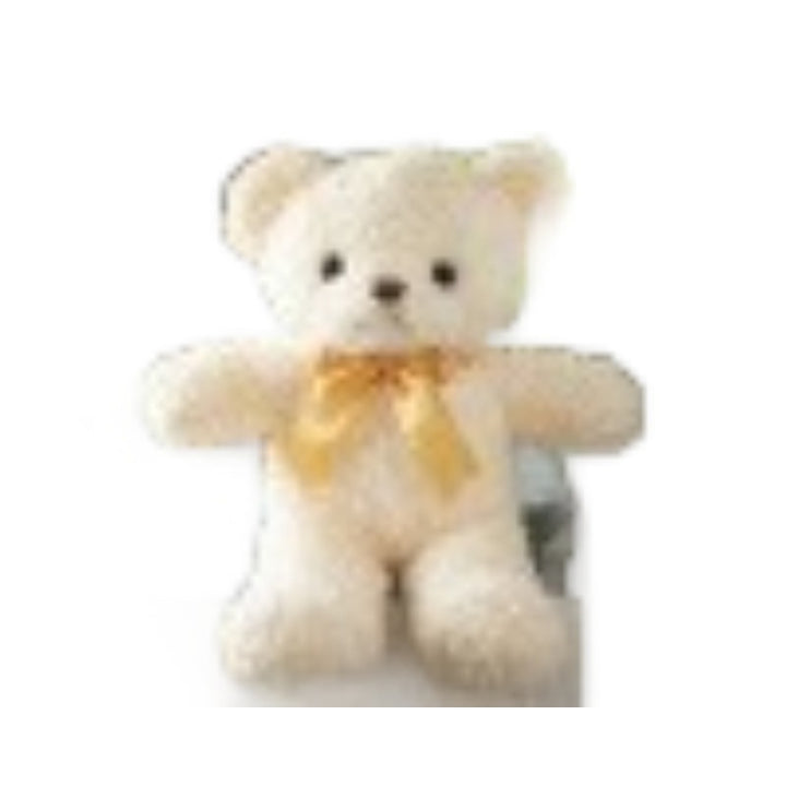 Plush teddy bear with bow, 25–30 cm