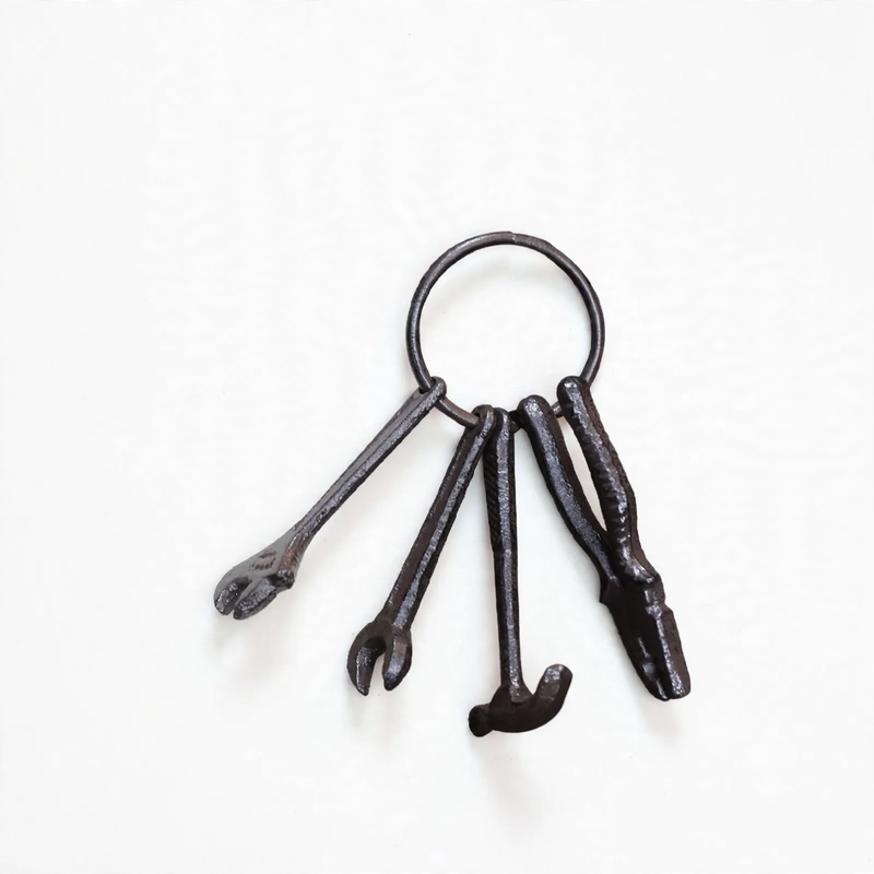 Iron wall hooks with key motifs
