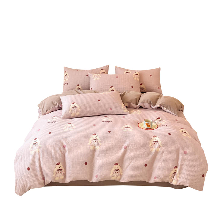 Cotton bedding set with waffle pattern, 100% cotton