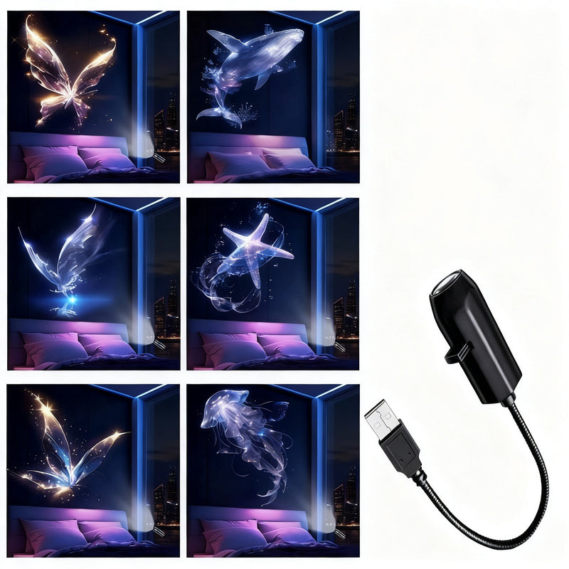LED projection light with interchangeable patterns