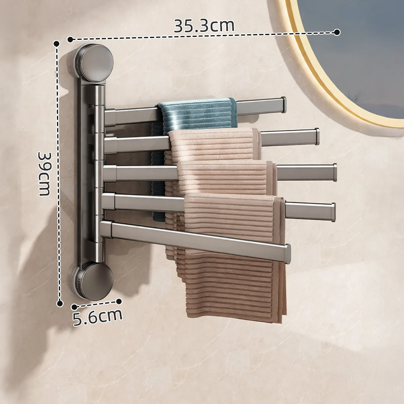 Rotatable towel holder made of aluminum, no drilling