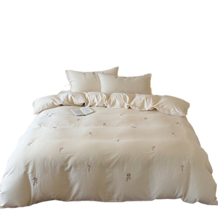 Cotton bed linen, double gauze, embroidered, spring
