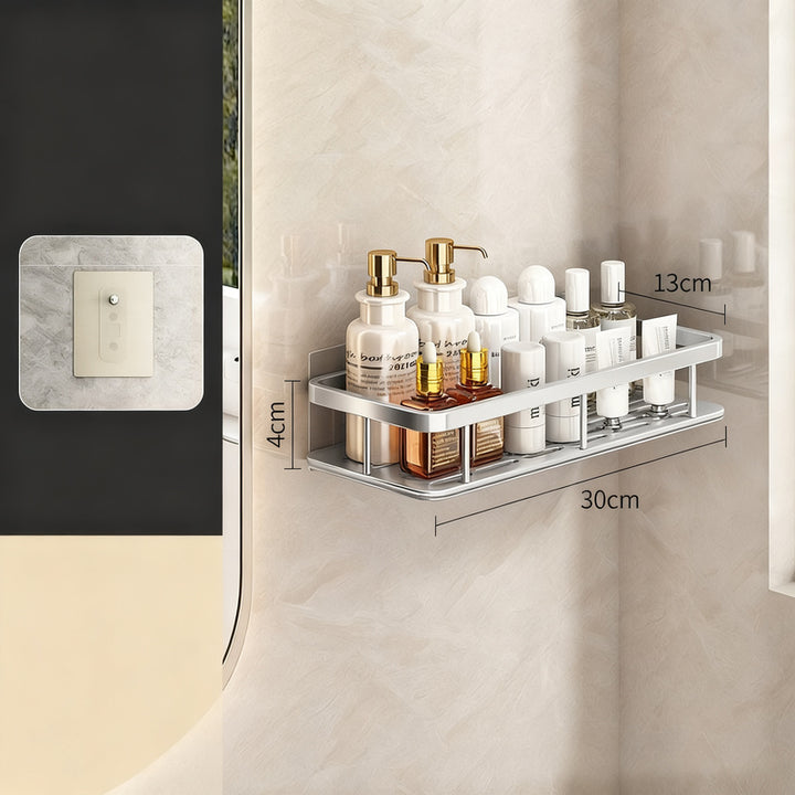 Wall shelf bathroom, triangular, no drilling, aluminum