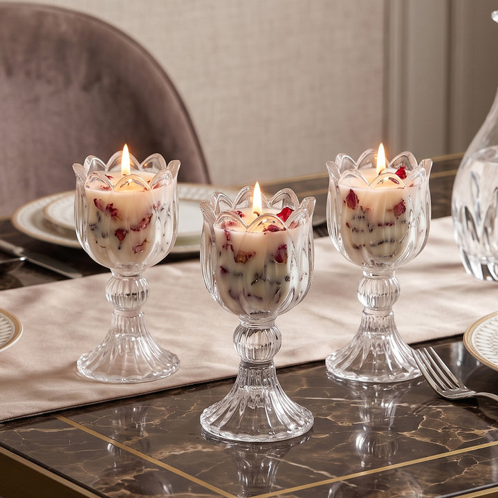 Glass Candle Holder Tulip Design, Nordic Style