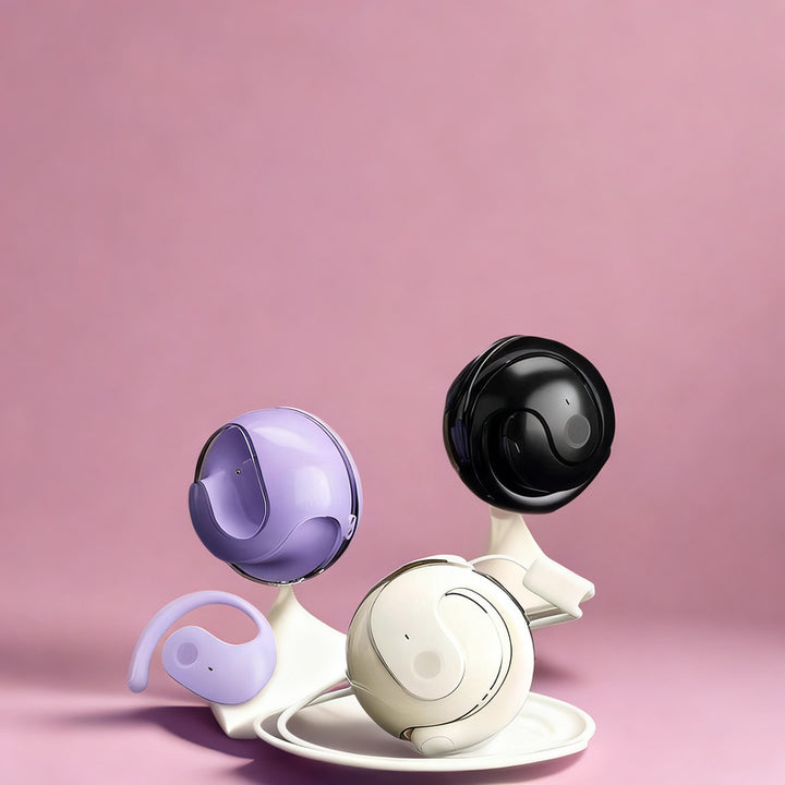 Bluetooth earbuds, open-ear design, sporty