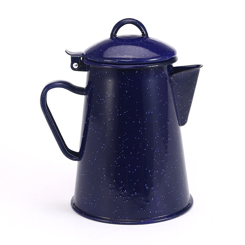 Enamel jug with handle, Blue design