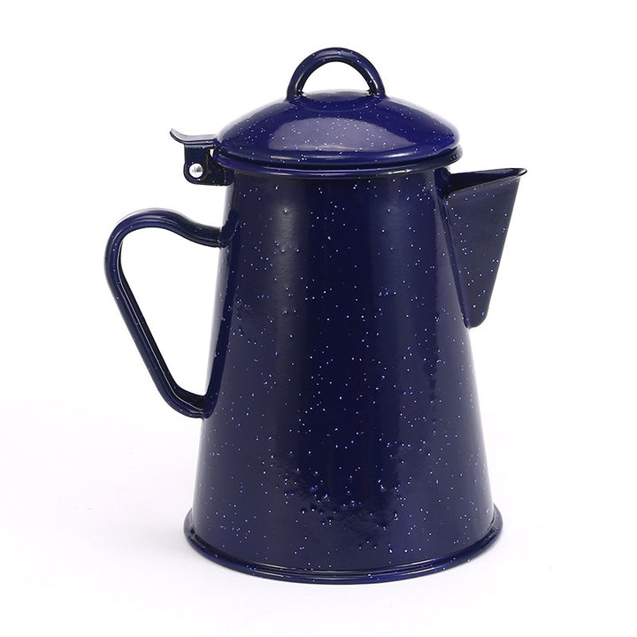 Enamel jug with handle, Blue design