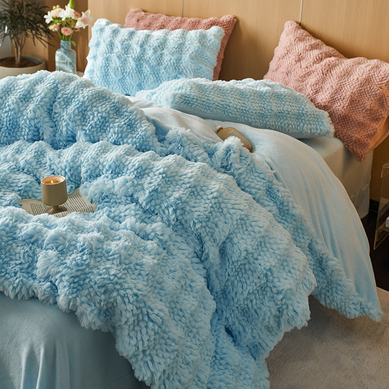 High-quality bedding set made of rabbit fur fleece