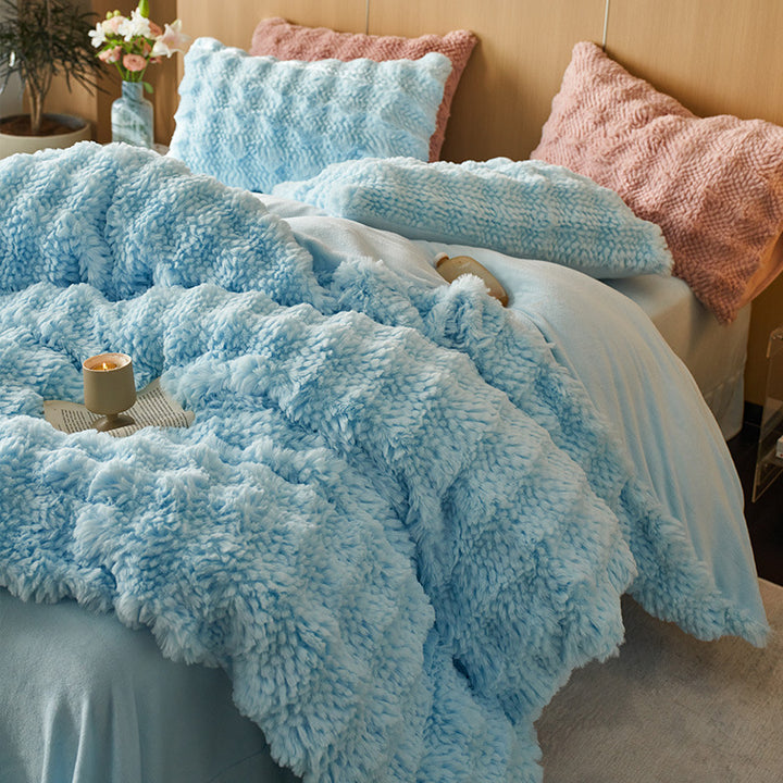 High-quality bedding set made of rabbit fur fleece
