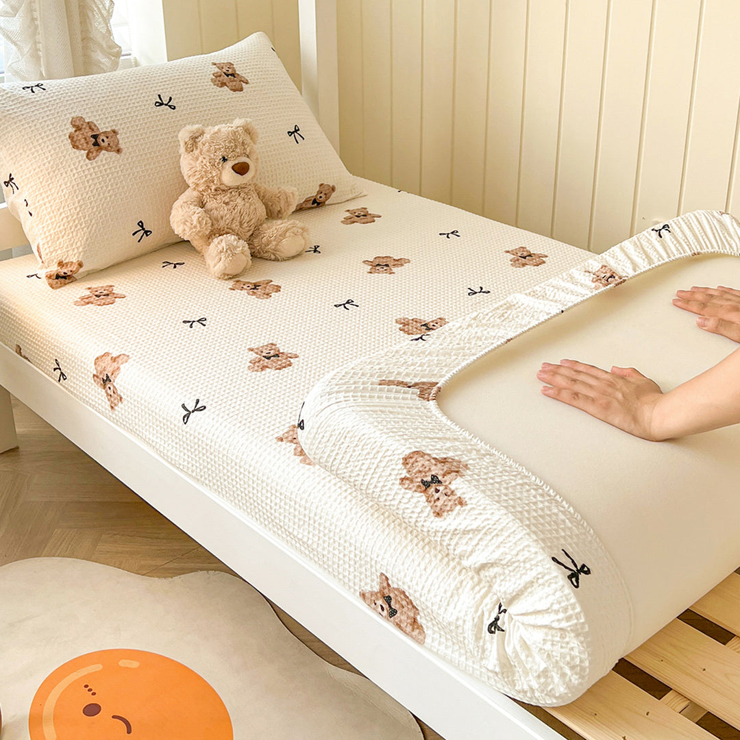Waffle pique bed sheet, cotton, student size