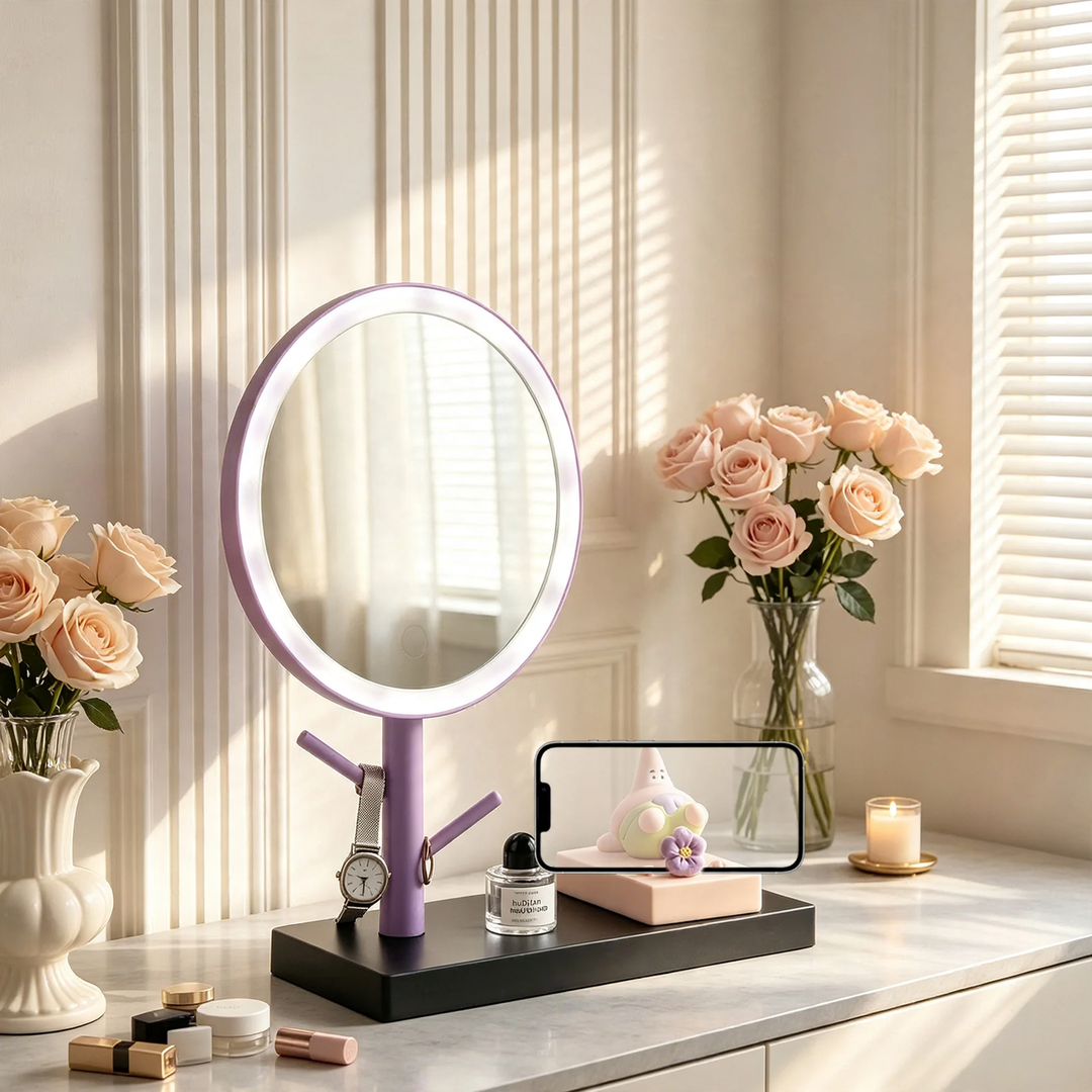 Handy stand with cosmetic mirror, ABS plastic