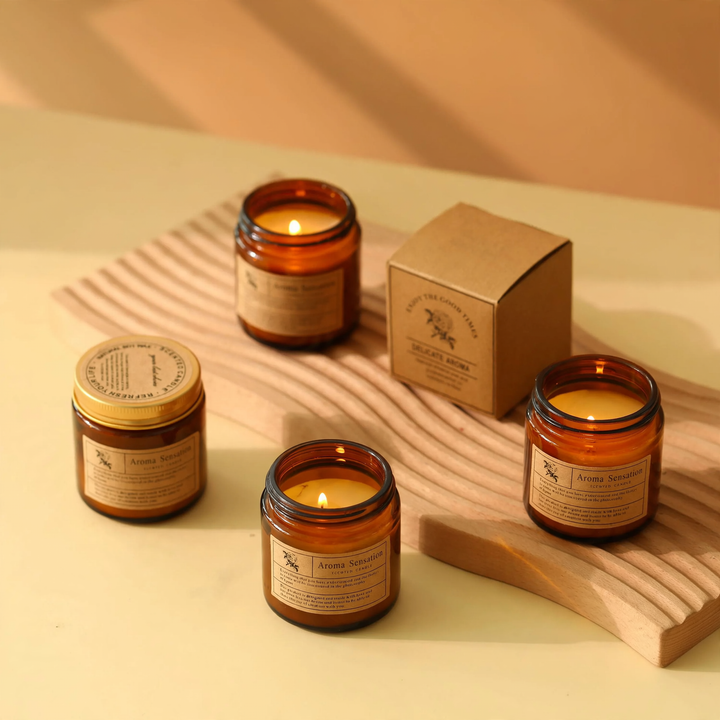 Scented candle made of soy wax in glass