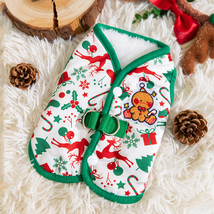 Warm vest for small dogs with snowman design