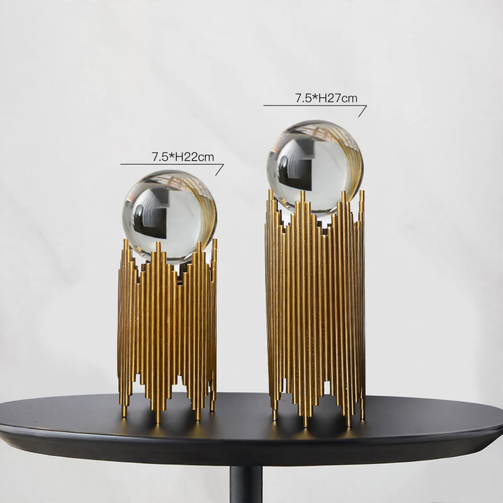 Crystal ball decorative figure modern design metal