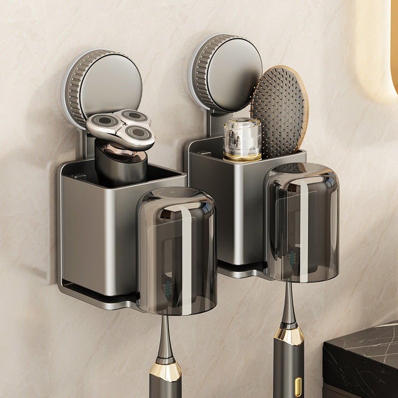 Toothbrush holder with suction cup, metal, wall mountable