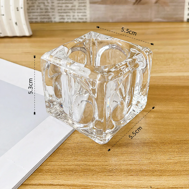 Ice Cube Glass Candle Holder, transparent