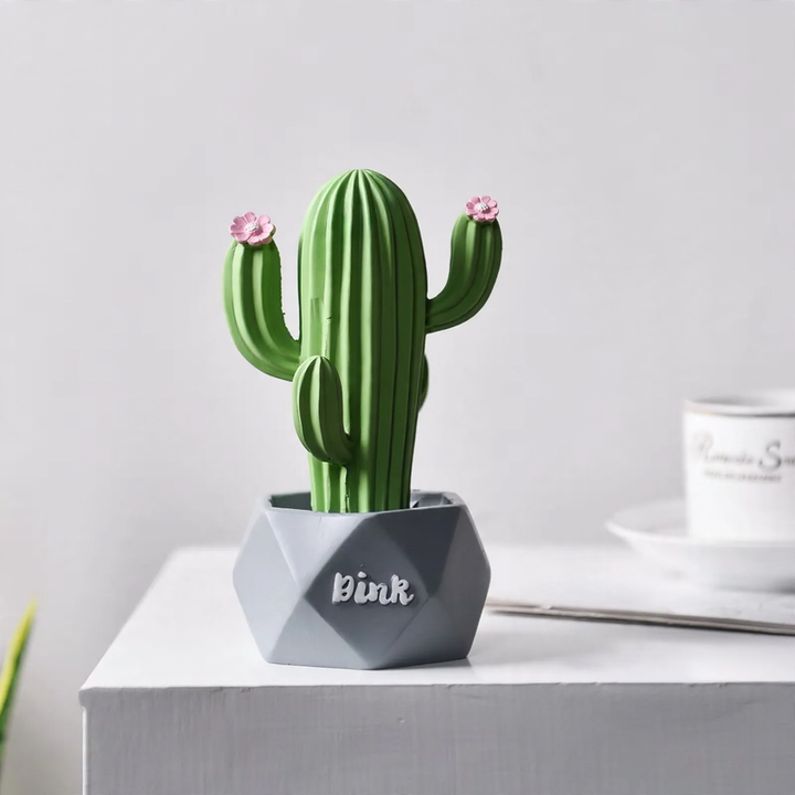 Cactus decor made of resin, painted
