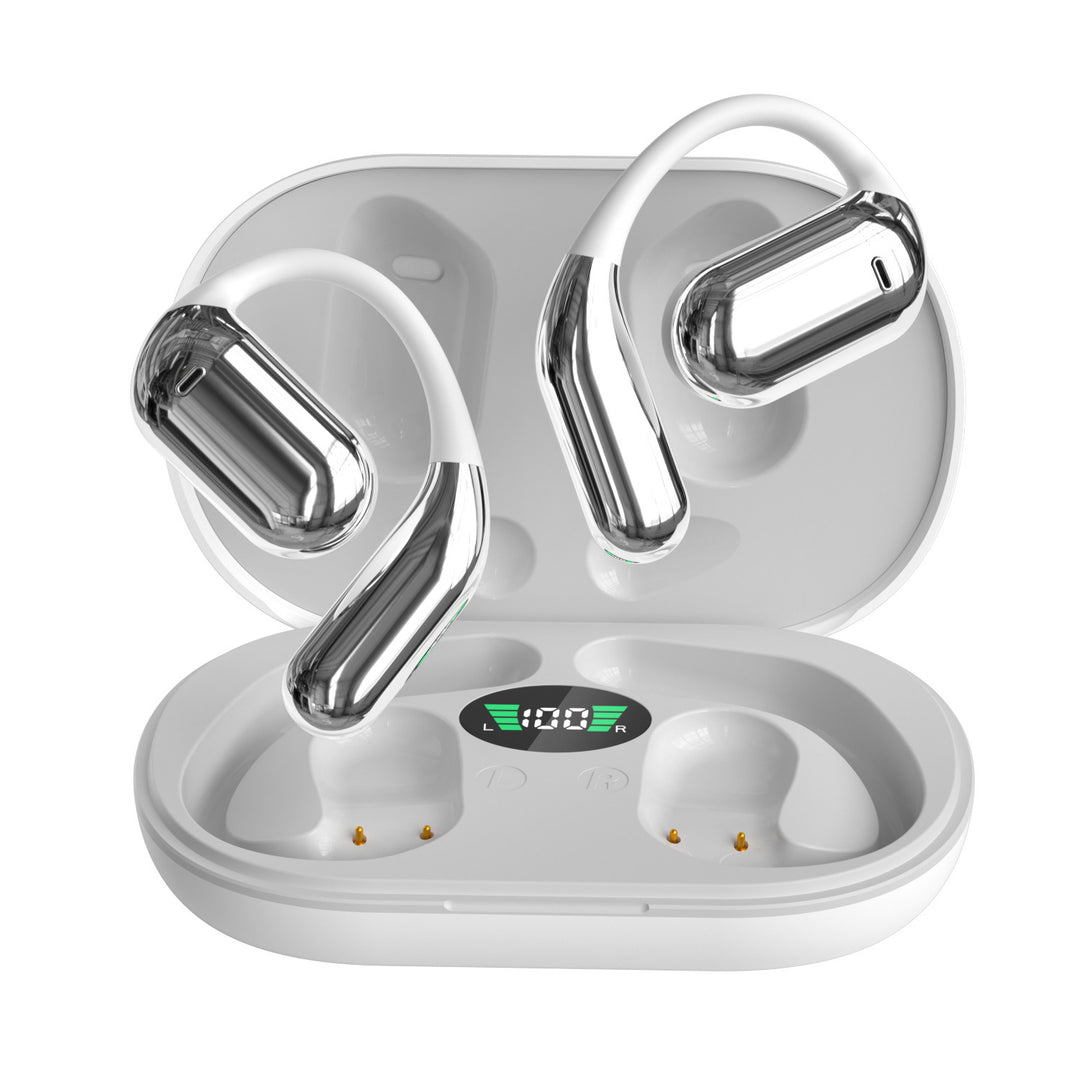 Bluetooth earbuds, open, color touchscreen