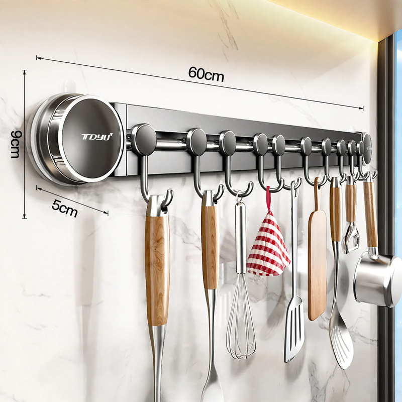 Wall-mounted shelf with hooks, 6–10 hooks