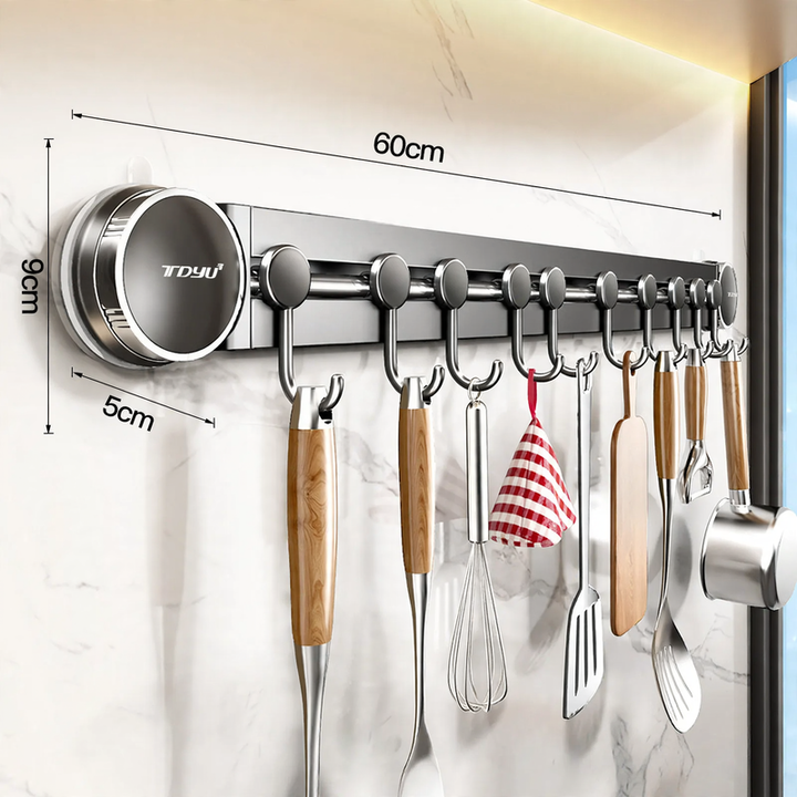 Wall-mounted shelf with hooks, 6–10 hooks