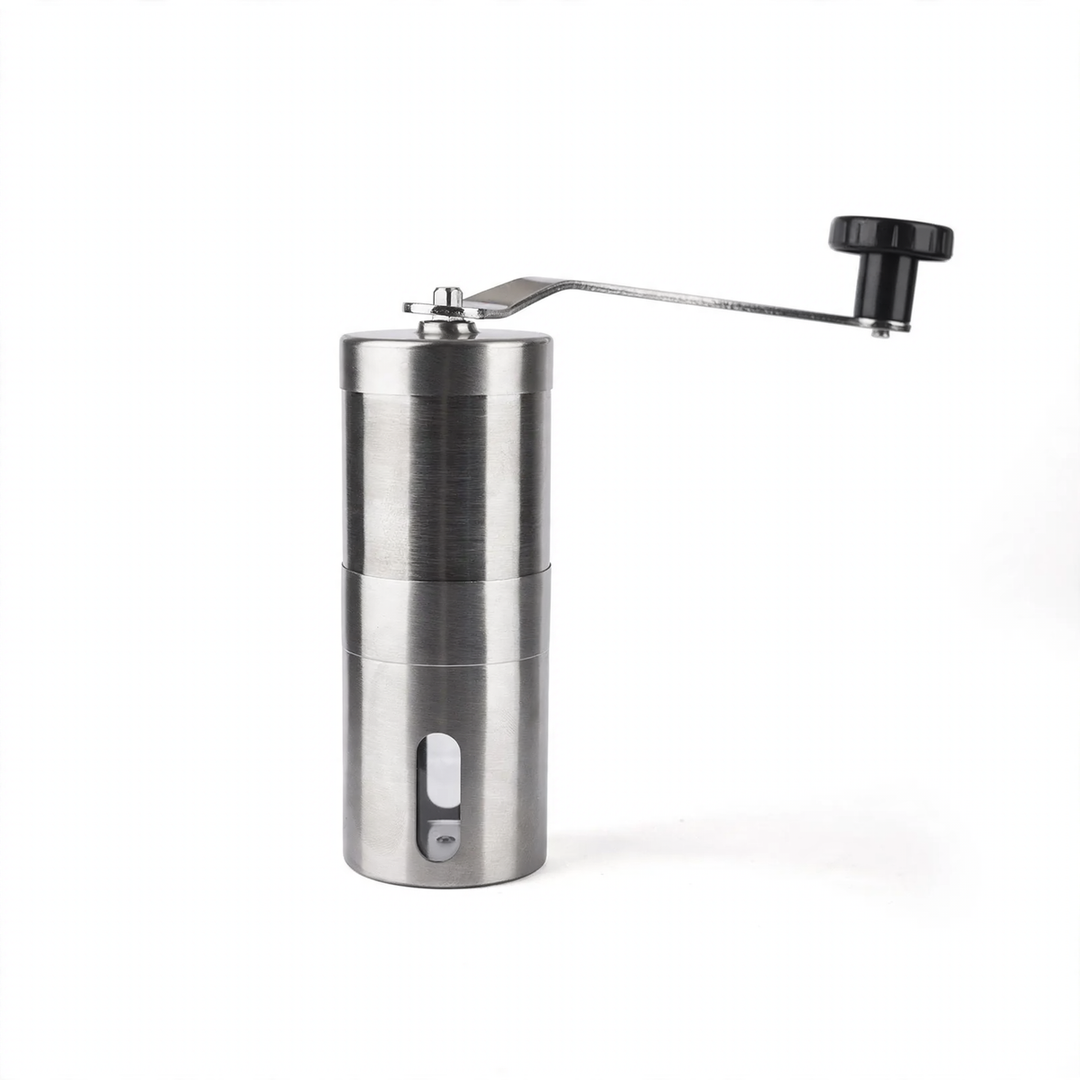 Hand crank coffee mill with ceramic or steel grinding mechanism