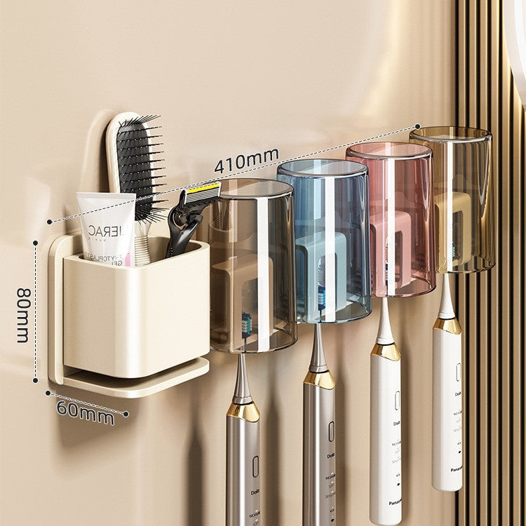 Aluminum toothbrush wall holder, hole-free