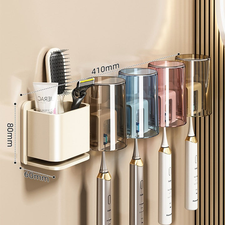 Aluminum toothbrush wall holder, hole-free