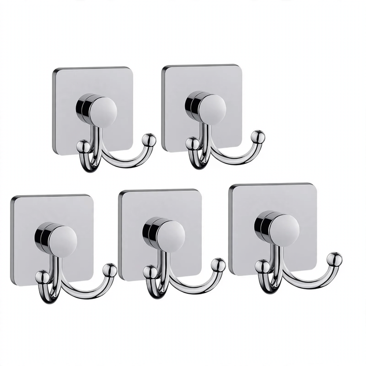 Stainless steel adhesive hooks, self-adhesive, no drilling