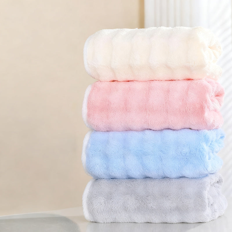 Bath towel and hand towel made of coral fleece