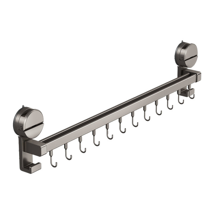 Kitchen hanging rod with hooks for utensils