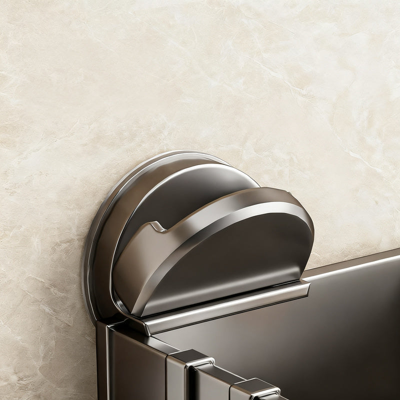 Stainless steel wall shelf with suction cup for the sink