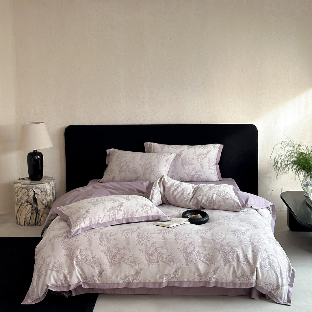 Cotton bedding set, 4-piece, jacquard