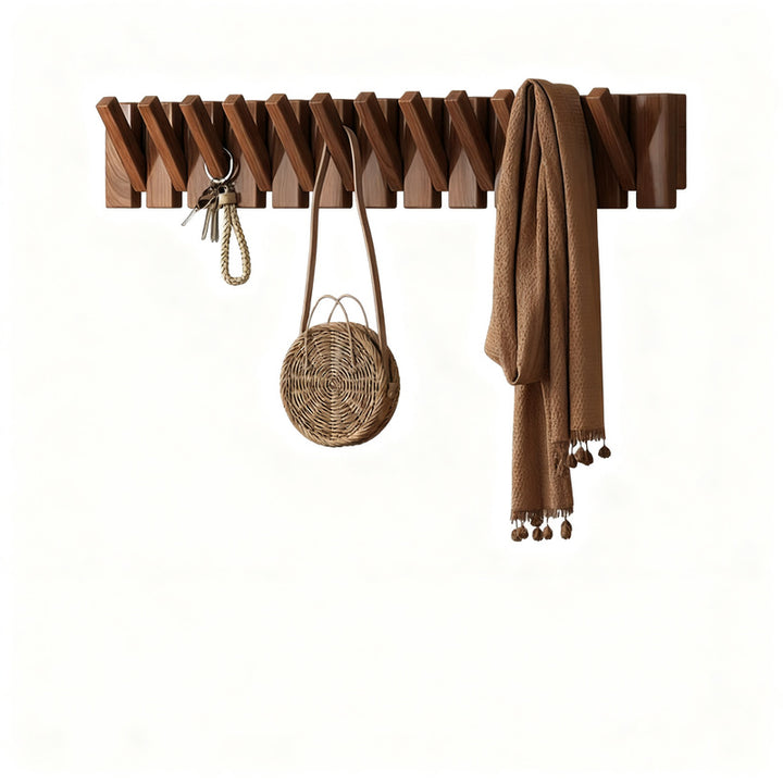 Wood Wall Rack Piano Keys Design, 4–12 Hooks