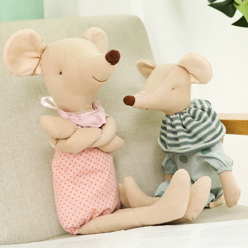 Plush mouse with clothing, 35–60 cm, Polyester