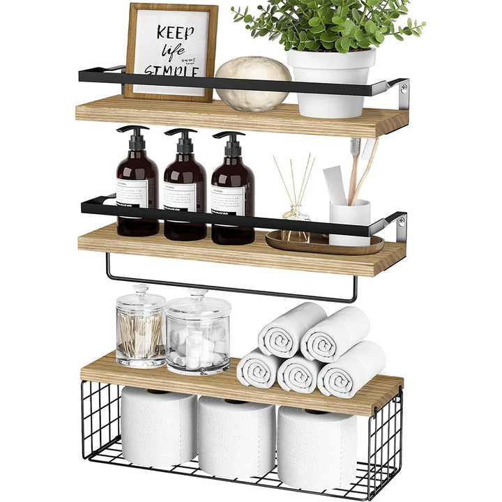 Wood wall shelf, modern design, multi-layered