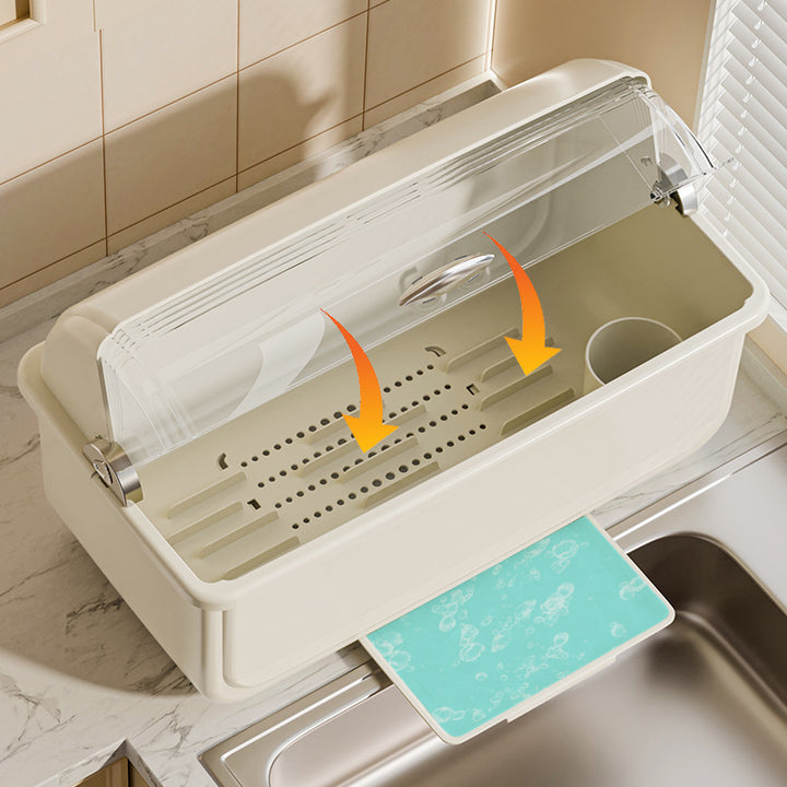 Plastic dish rack with cover